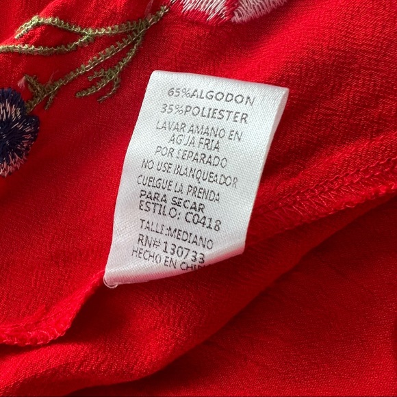 Umgee Size Medium Red Floral Mini Summer Bohemian Dress Sleeveless Cottagecore - Picture 12 of 13